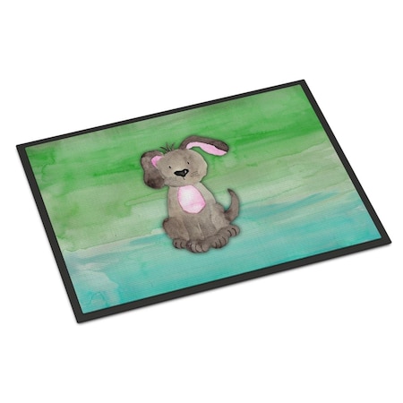 Carolines Treasures 24 x 36 in. Dog Teal & Green Watercolor Indoor or Outdoor Mat BB7357JMAT